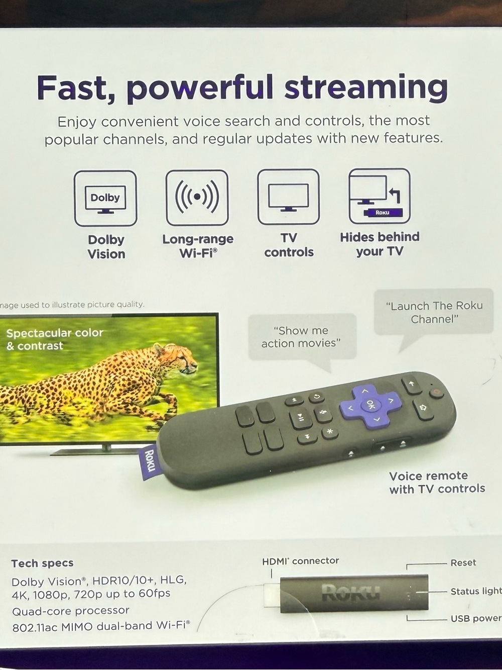 Open Box Roku Streaming Stick 4K Device 4K HDR & Dolby Vision Voice/TV Control - Picture 5 of 5